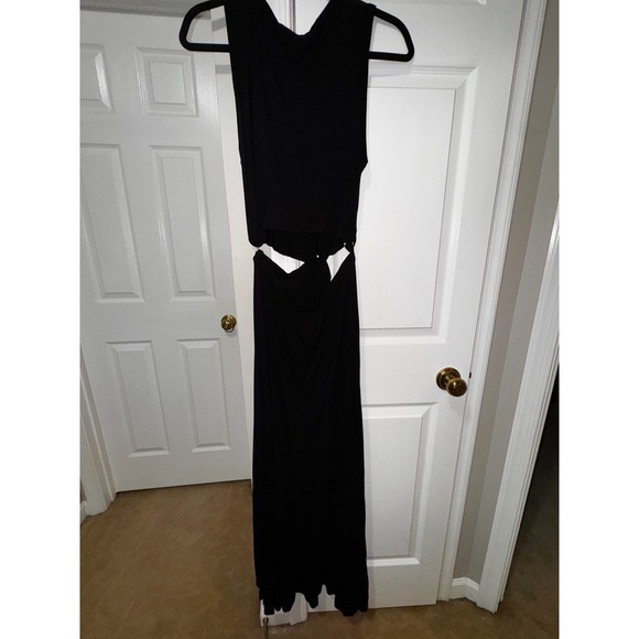A.L.C. Black Maxi Dress Sleeveless Cutout Tie Waist Viscose Blend Large - Picture 8 of 8